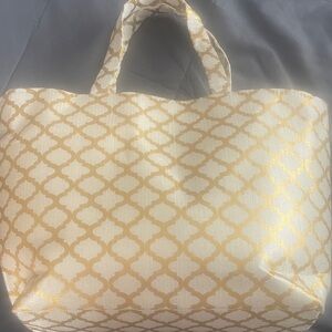 Gold and white tote